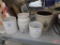 Crocks, one salt glaze, one water jug, 4 in all, Nbr 4 has crack