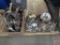 Creamers, sugar bowls, trays, candle holders, some sterling