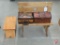 Small wood stools, bench, shelves and trinket boxes