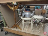 Metal, wood chairs, quilt rack, needs repaair, cardtable