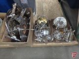 Creamers, sugar bowls, trays, candle holders, some sterling