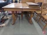 Vintage table with claw feet, 2 leaves, 40