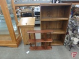 Wood bookcase,wall shelf and storage/garbage bin, 3 pcs