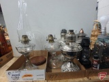 Kerosene lamps, hand tools and security box, 5 boxes