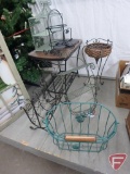 Metal table, stands, wall shevles all 8 pcs