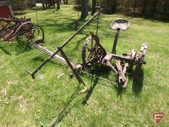 McCormick Deering Nbr. 6 sickle mower, horse drawn, pull type, 5' cutting bar on steel wheels