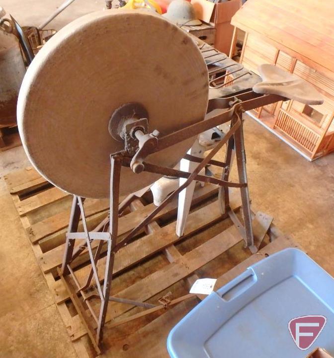 Treadle grinding wheel with seat, missing (1) Proxibid