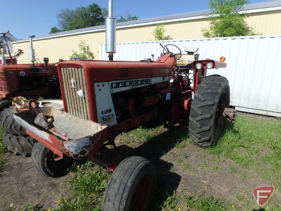 IH Farmall 706 diesel tractor with 9-bolt hub duals, 8615 hrs showing, sn 25387