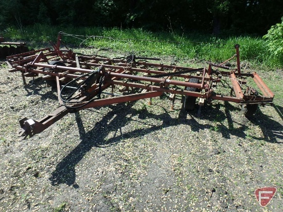 18" International 45 pull type field cultivator, 3 bar coil tine harrow, cable lift wings