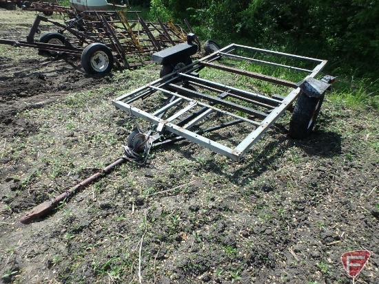 Homemade single axle snowmobile trailer, no deck, bent fender