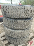 (4) Goodyear G159 245/70R19.5 load range G tubeless skid loader tires on 8-bolt rims