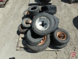 Assorted lawn and garden tires and rims
