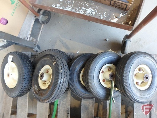 Utility wheels: (2) 4.10/3.50-6 tires and (4) 4.10/3.50-4 tires