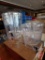 (3) Clear plastic water/cold beverage catering dispensers with 2 hinged-lid totes