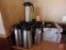 (11) Bunn stainless coffee carafes with (8) lids, brew pots and coffee misc.