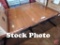 Solid wood table with metal base, 36