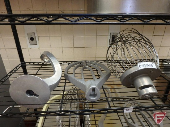 (3) commercial mixing attachments: whisk, dough hook, and a flat beater