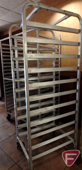 Aluminum baking sheet rack on casters