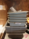 (5) Bus/dish trays, (5) tableware trays, and (4) stainless tableware washer inserts