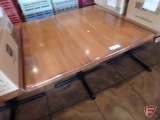 Wood dining room table on metal base, 36