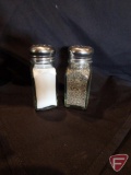 Salt and pepper shakers, hinged-lid tote