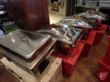 (4) 9-qt stainless steel chafing dishes; (3) totes with hinged lid
