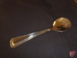 (90) Stainless steel soup spoons, pebbles