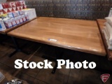 Solid wood table with metal base, 42