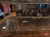 Large clear poly Cambro food storage bin with contents: