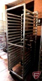 Aluminum baking sheet rack on casters