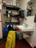 Shelf and contents: asst. Ecolab cleaning chemicals