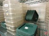 (22) 2 qt clear food storage bins and (16) lids