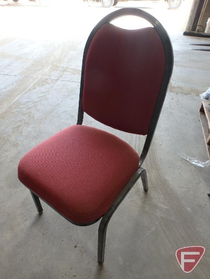 (10) stackable red cushioned banquet chairs