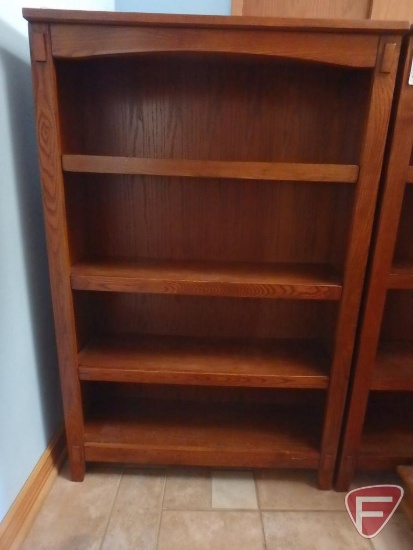 Mission oak like bookshelf, 34"w x 12" x 53"h