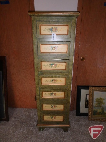 Painted wood cabinet, 18"w x 14" d x 56"