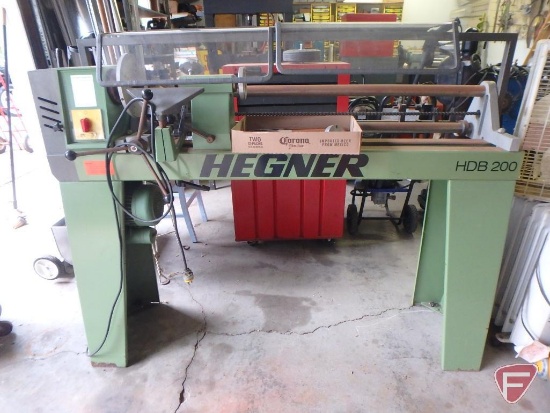 1983 Hegner HDB 200 wood lathe with (4) Craftsman chisels, sn 83272