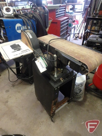 Chicago Forge 6" belt, 9" disc sander on stand with casters