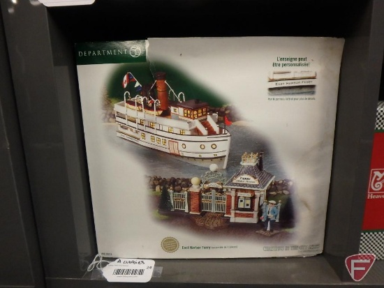 Dept 56 Village: East Harbor Ferry and stone walls, Merry Makers - Heavenly Bakery Entrance,