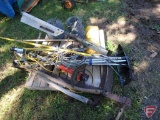 (2) rolls 2-strand smooth wire, maul, snow pusher, roof rake, limb pole saw, scythes, 2-man saw