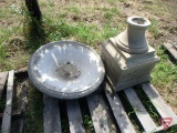 Resin bird bath on besistal, 20