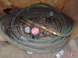 Gas welding/cutting hose, Smith gauge set, (2) Smiths cutting heads, Arco gauge set