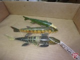 (3) handmade fishing decoys: green