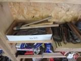 Hatchets, cleaver, adjustable wrenches, prybar, monkey wrenches, stapler, hand crank bench grinder