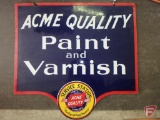 Acme Quality Paint and Varnish enamel double-sided advertising sign