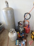 LP tanks, 100 gal, 20 gal (2), weed burner torches, sunflower heaters