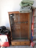 10 long gun cabinet with drawer, (2) moving blankets
