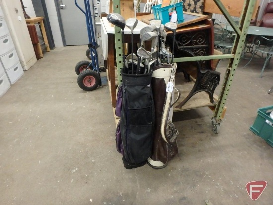 Golf bags, contents