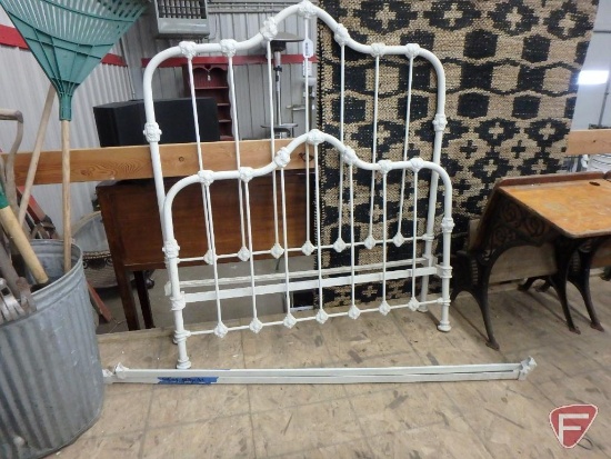 Wrought iron bed frame, rails, 60"h