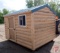 New 8x10 log sided garden shed, blue steel roof, double door, window