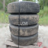 (4) GENERAL ST 250LP 255/70R22.5 TIRES MOUNTED ON 8 HOLE